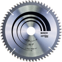 BOSCH Kreissägeblatt aus Hartmetall 216 x 30 x 2,0 mm (60 Zähne) - Holz