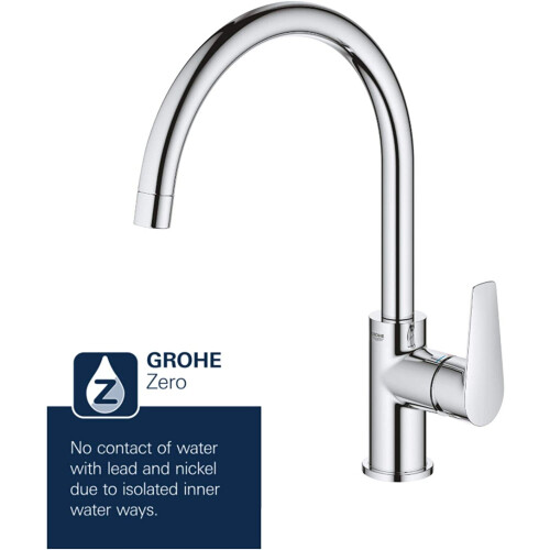Grohe GROHE BauEdge kitchen Tap, Tool Less fitting, Chrome Mixer Tap 31367001 1