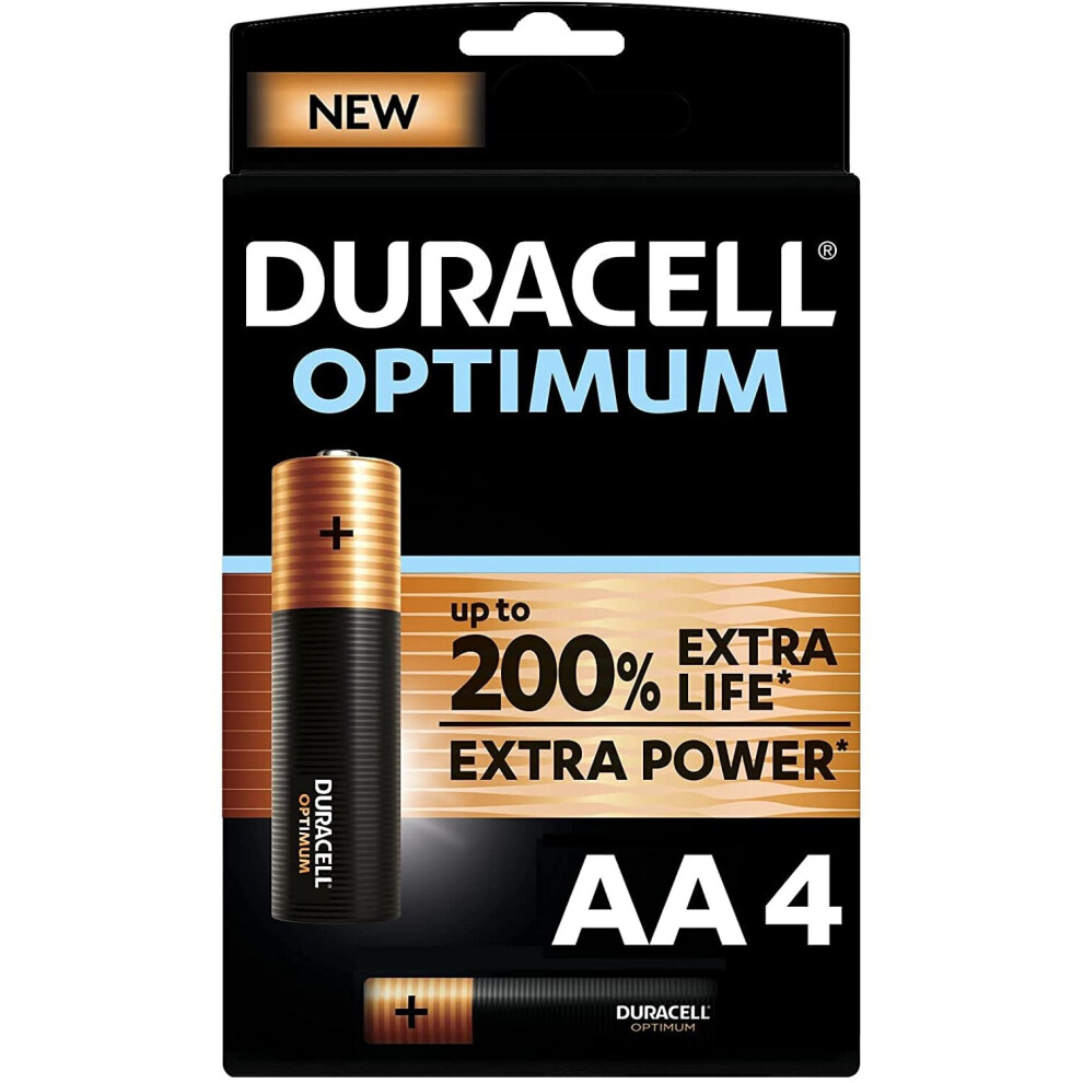 Duracell NEW Optimum AA Alkaline Batteries [Pack of 4] 1.5 V LR6 MX1500