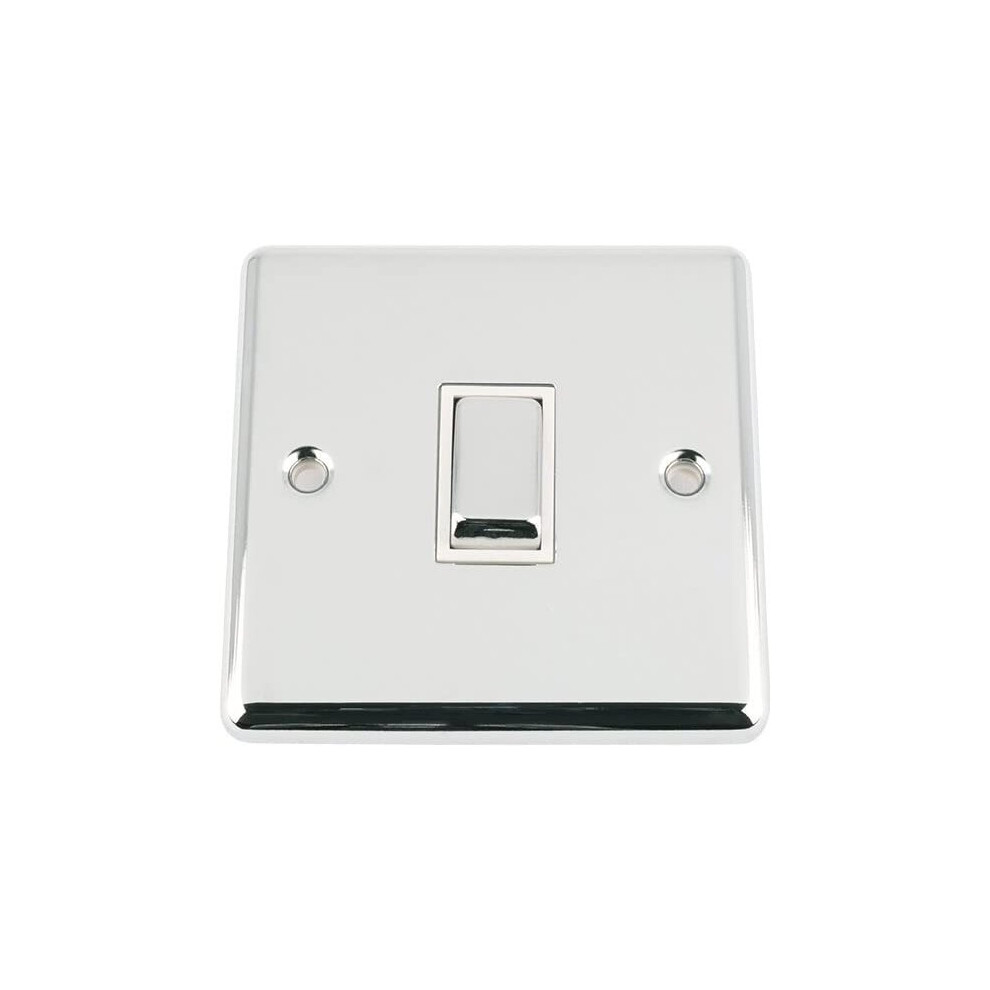 10A Intermediate Switch 1 Gang Polished Chrome - Classic - White Insert Metal Rocker Switch 639713751307
