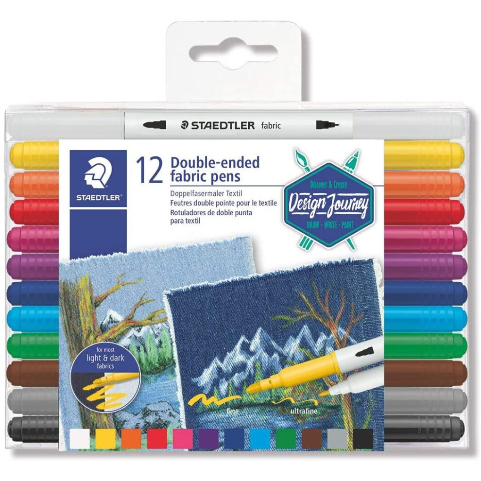 STAEDTLER Duo Tipped Fabric Marker 12 Pack, Assorted, 3190 TB12