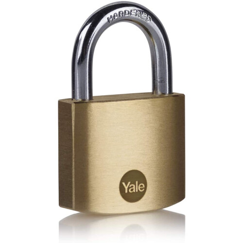 Yale Yale Y110B/40/122/1 - Brass Padlock (40 mm) - Indoor Lock for Locker, Backpack, Tool Box - 3 Keys - Standard Security