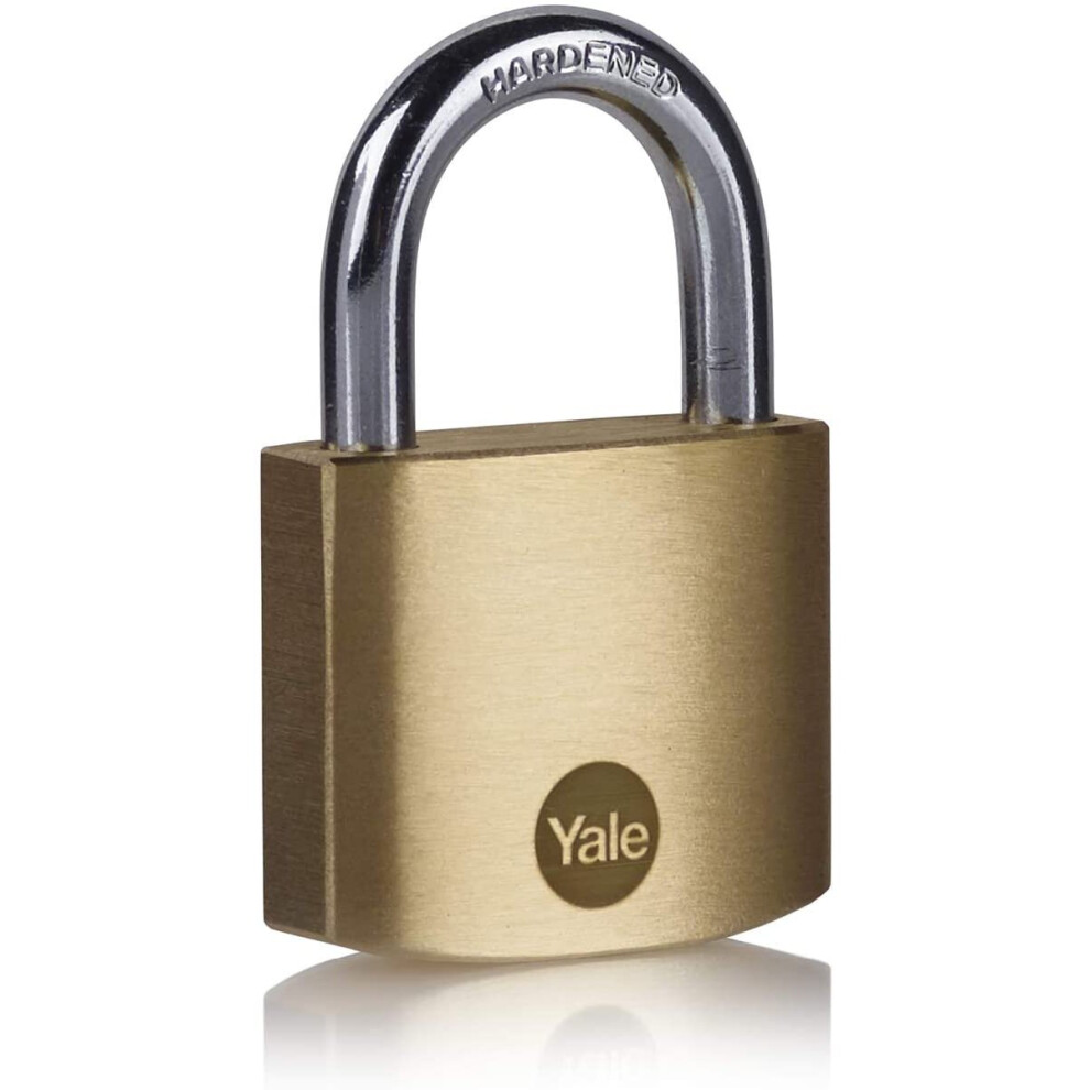 Yale Y110B/40/122/1 - Brass Padlock (40 mm) - Indoor Lock for Locker, Backpack, Tool Box - 3 Keys - Standard Security