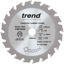 Trend CSB/8520 Craft Pro Blade Ideal for Titan TTB689CSW Mini Saws, Tungsten Carbide Tipped, 85mm x 20 Teeth x 10mm Bore