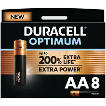 Duracell NEW Optimum AA Alkaline Batteries [Pack of 8] 1.5 V LR6 MX1500