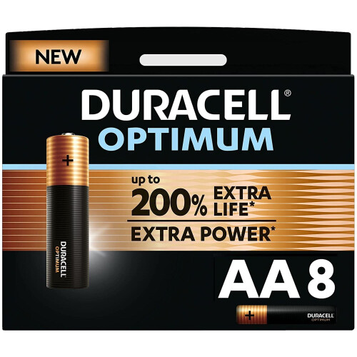 Duracell Duracell Optimum Alkaline Batterien AA, 1,5 V LR6 MN1500, 8er Pack