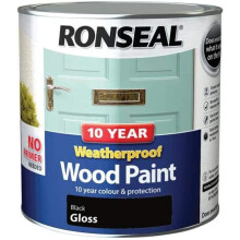 Ronseal 10 Year Weatherproof Wood Paint Black Gloss 2.5 Litre
