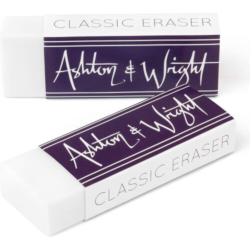 Ashton and Wright - Classic Eraser - Latex Free Plastic Rubber - Pack of 2 White