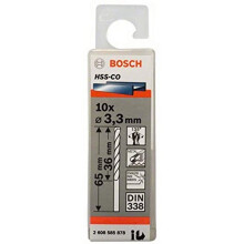 Bosch Professional 10pc. HSS-Co Metal Drill Bit (stainless steel, 3.3 x 36 x 65 mm, accessory drill driver)
