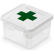 SmartStore Deco Plastic First Aid Storage Box, Medicine Storage Box with Insert, 8L, 10 Year Guarantee, Clip Locked, Stackable and Nestable, BPA Free,