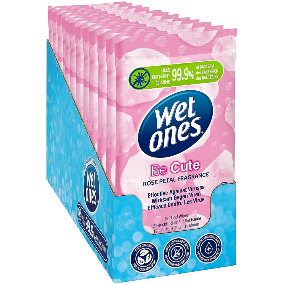 Wet Ones Be Cute Sustainable Antibacterial Wipes, 144 Wipes (12 Packs Of 12 Wipes)