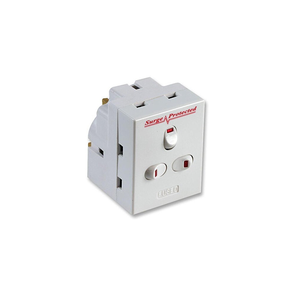 Pro Elec 2229S 3 Way Switched Surge Protected Plug Adaptor, 13A Fused 5051259148864