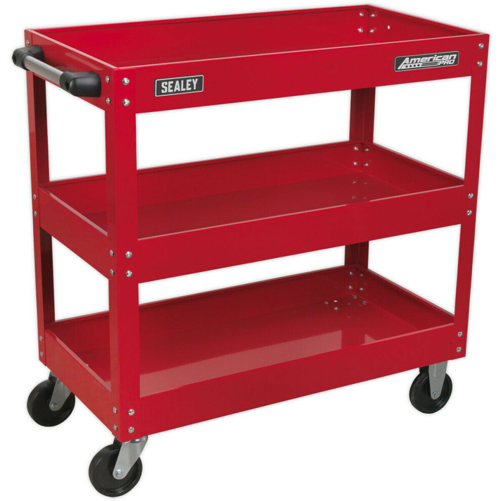 3 Level Workshop Trolley - 50kg Per Shelf - 840 x 405 x 810mm - Large Castors
