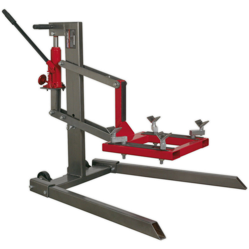 Single Post Hydraulic Motorcycle Lift - 450Kg Capacity - Two Locking Positions 5056524287941