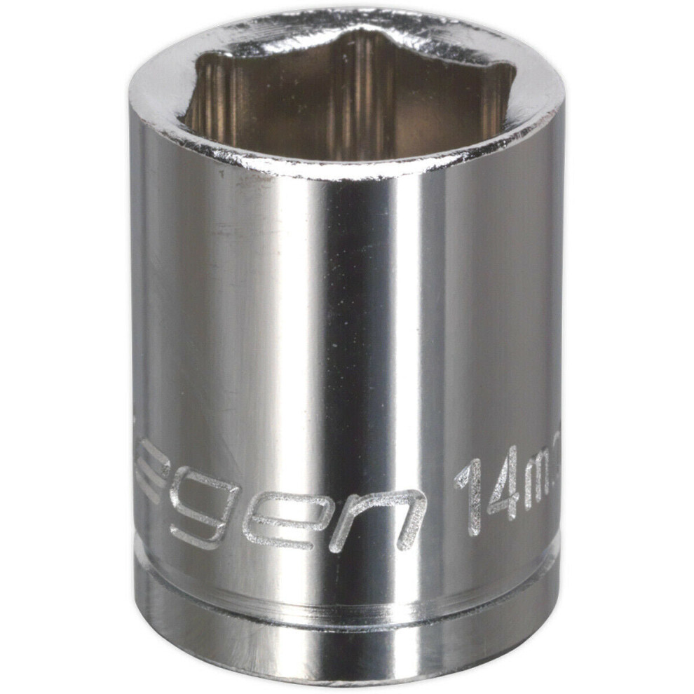 14mm Chrome Plated Drive Socket - 3/8" Square Drive - High Grade Carbon Steel