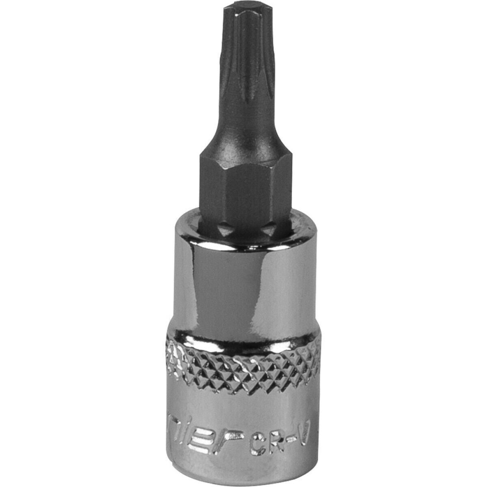 T20 TRX Star Socket Bit - 1/4" Square Drive - PREMIUM S2 Steel Head Knurled Grip