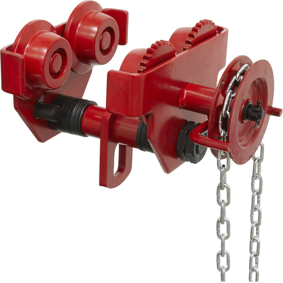 Loops 1 Tonne Geared Trolley - Beam Mounted Lifting Point - I-Beam Rsj Trolley