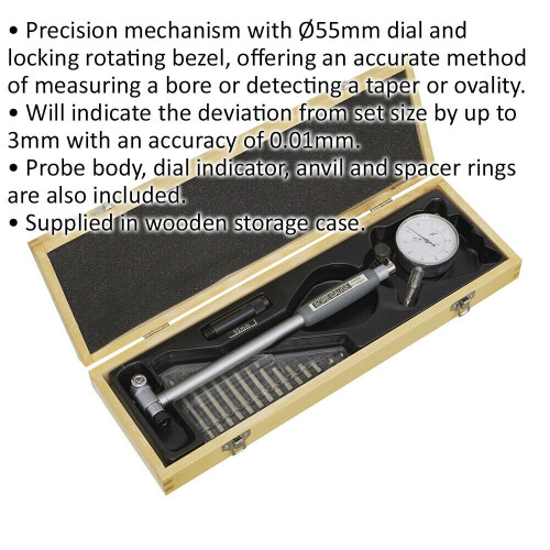 Loops Dial Bore Gauge - 55mm Dial - 50mm to 160mm Range - Locking Rotating Bezel 1
