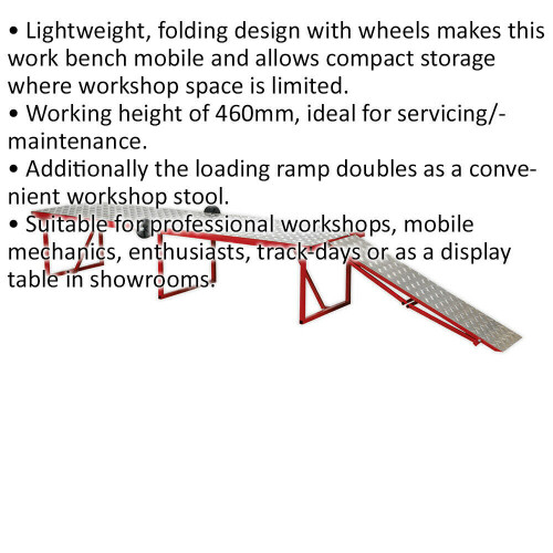 Loops Folding Motorcycle Workbench - 360kg Capacity - 460m Height - Portable Pit Table 1