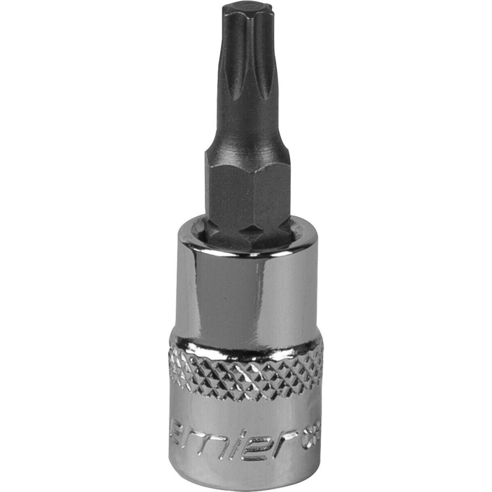 T25 TRX Star Socket Bit - 1/4" Square Drive - PREMIUM S2 Steel Head Knurled Grip