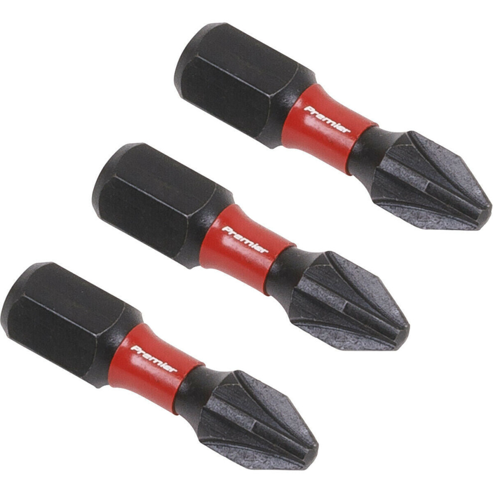 3 Piece 25mm Pozi Head #2 Impact Power Tool Bit Set - S2 Steel Drill Bits