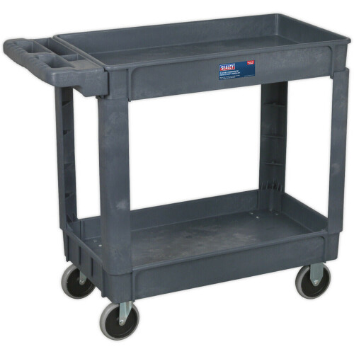 Loops Heavy Duty 2 Level Composite Workshop Trolley - 113kg Per Shelf - Deep Wall 2