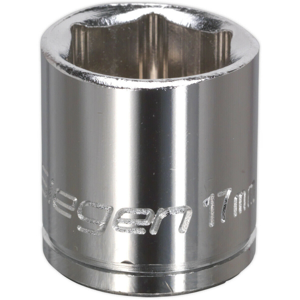 17mm Chrome Plated Drive Socket - 3/8" Square Drive - High Grade Carbon Steel