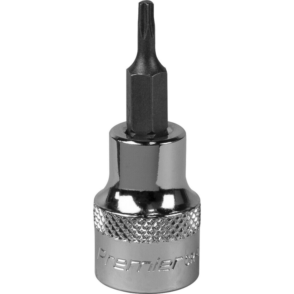 T10 TRX Star Socket Bit - 3/8" Square Drive - PREMIUM S2 Steel Head Knurled Grip