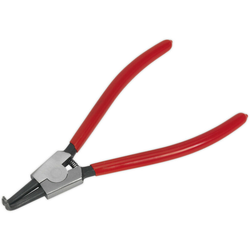 230mm Bent Nose External Circlip Pliers - Spring Loaded Jaws - Non-Slip Tips