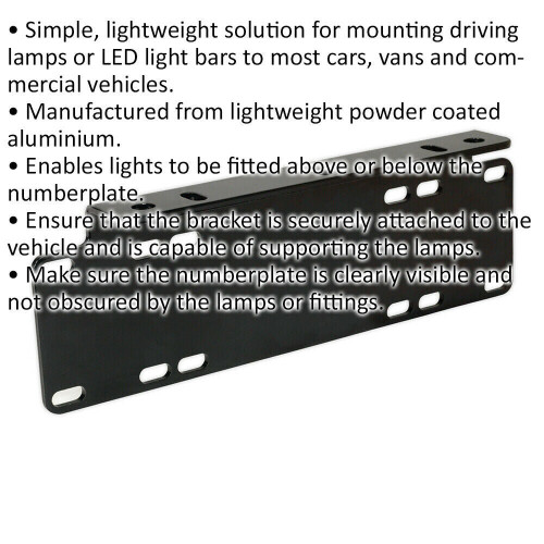 Loops Universal Light Mounting Bracket - Numberplate Fitting - Powder Coated Aluminium 1