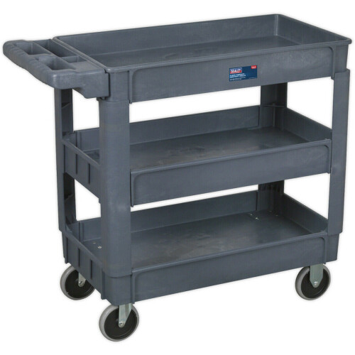 Loops Heavy Duty 3 Level Composite Workshop Trolley - 83kg Per Shelf - Deep Wall 2