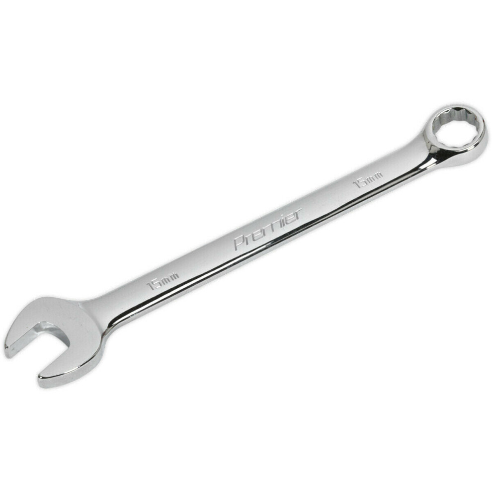 15mm Steel Combination Spanner - Long Slim Design Combo Wrench - Chrome Vanadium