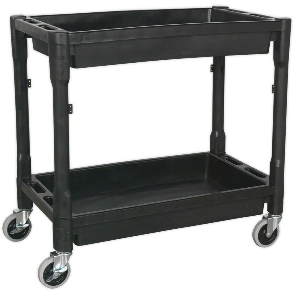 2 Level Composite Workshop Trolley - 80kg Per Shelf - Impact Resistant Plastic