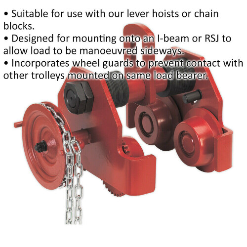 3 Tonne Geared Trolley Beam Mounted Lifting Point IBeam RSJ Trolley on OnBuy