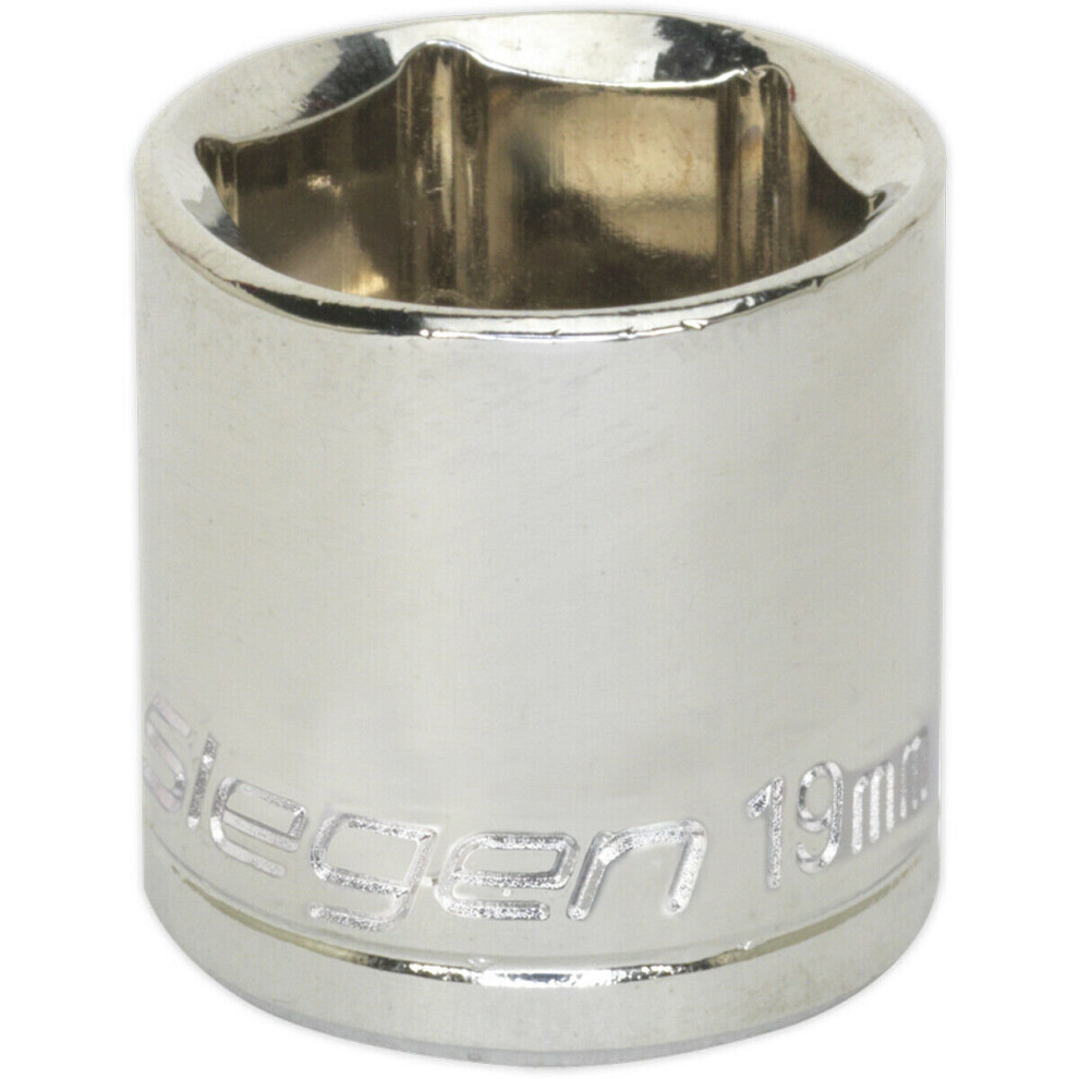 Loops 19Mm Chrome Plated Drive Socket - 3/8" Square Drive - High Grade Carbon Steel