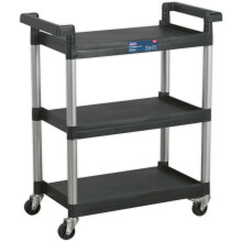 3 Level Wheeled Composite Workshop Trolley - 800 x 410 x 930mm - 30kg Per Shelf