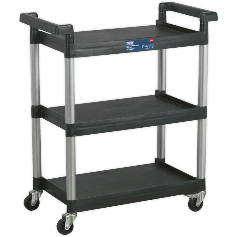 3 Level Wheeled Composite Workshop Trolley - 800 x 410 x 930mm - 30kg Per Shelf