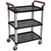 3 Level Wheeled Composite Workshop Trolley - 750 x 460 x 980mm - 40kg Per Shelf