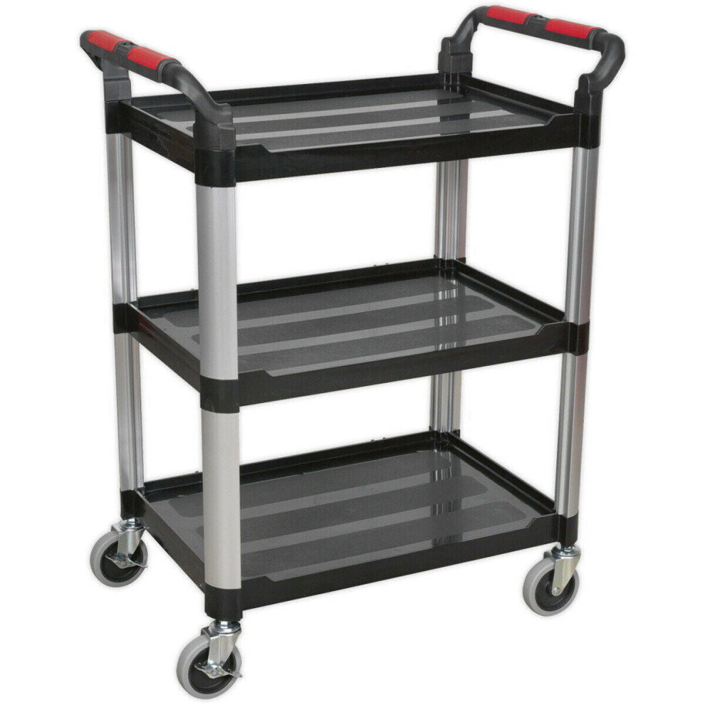 3 Level Wheeled Composite Workshop Trolley - 750 x 460 x 980mm - 40kg Per Shelf