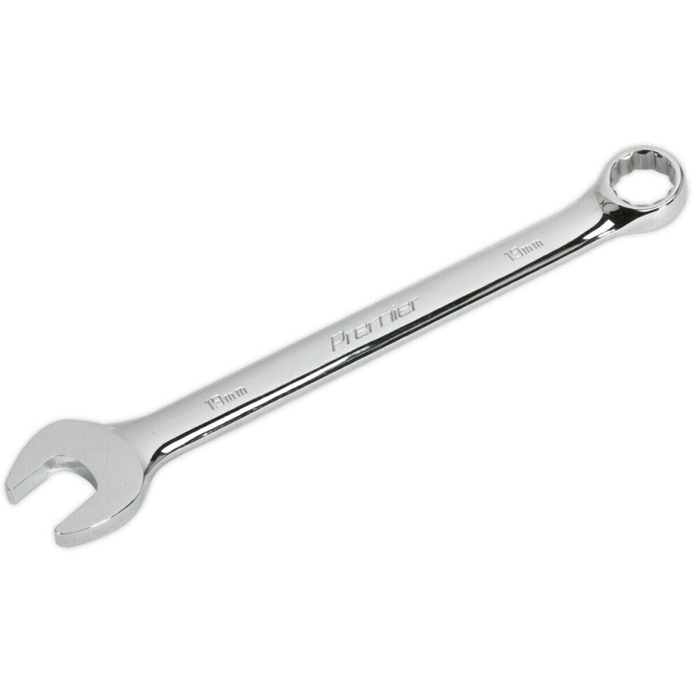 19mm Steel Combination Spanner - Long Slim Design Combo Wrench - Chrome Vanadium