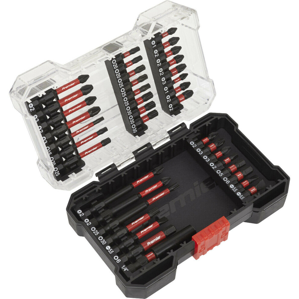 Loops 38 Piece Impact Grade Power Tool Bit Set - S2 Steel Bits - Plastic Storage Case