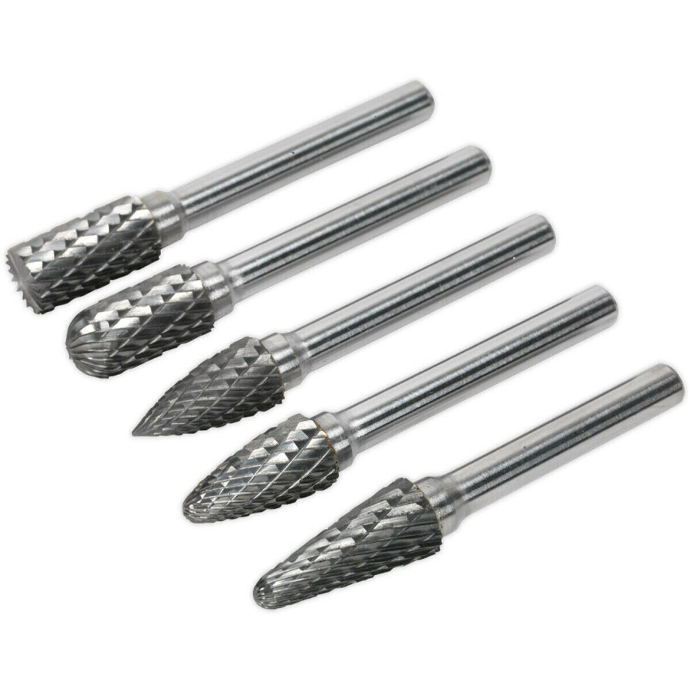 5 Pack - 10Mm Tungsten Carbide Rotary Burr Bits Set - Various Cutting Heads 5056581915894