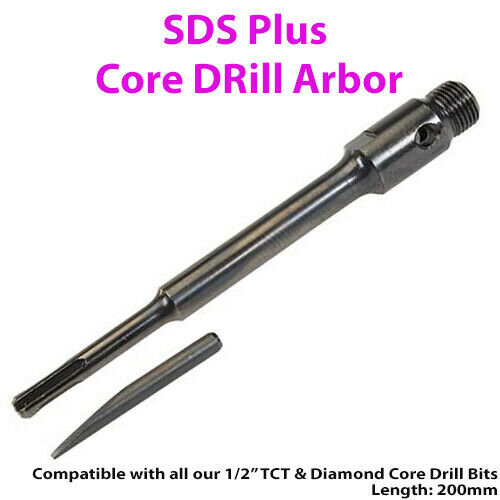 Loops 200mm SDS Hex Core Drill Arbor Bit Fits 1/2" BSP TCT & Diamond Core Drill 1