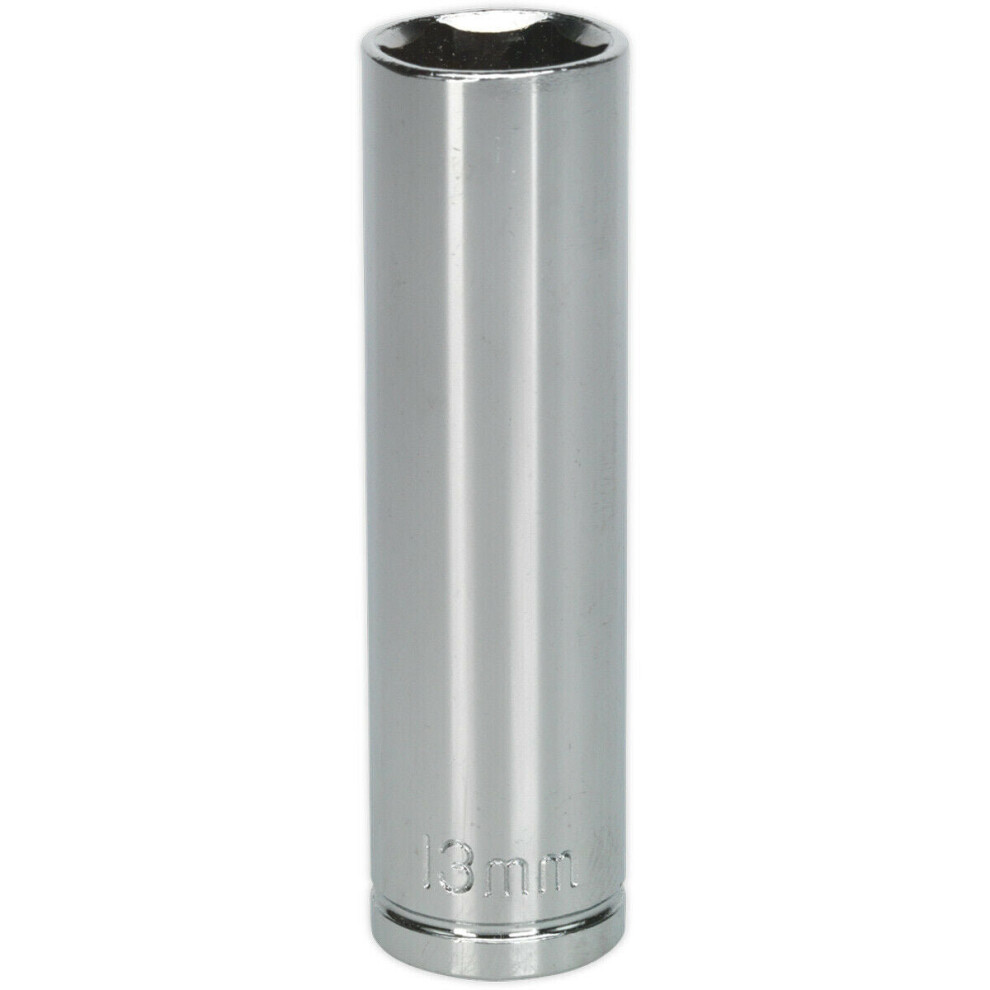 13mm Chrome Plated Deep Drive Socket - 3/8" Square Drive High Grade Carbon Steel