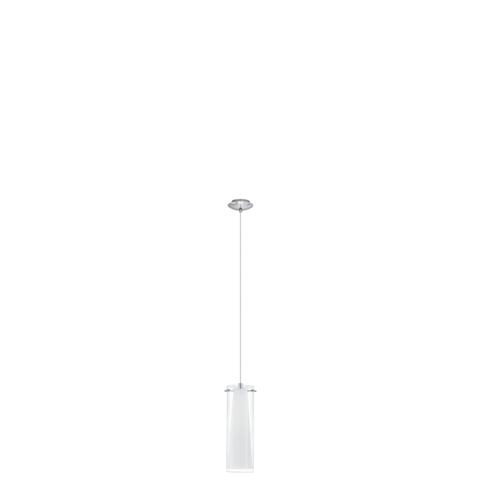 Loops Pendant Chrome Plated Clear Glass Opal Shade Matt Bulb E27 1X60w Light/White