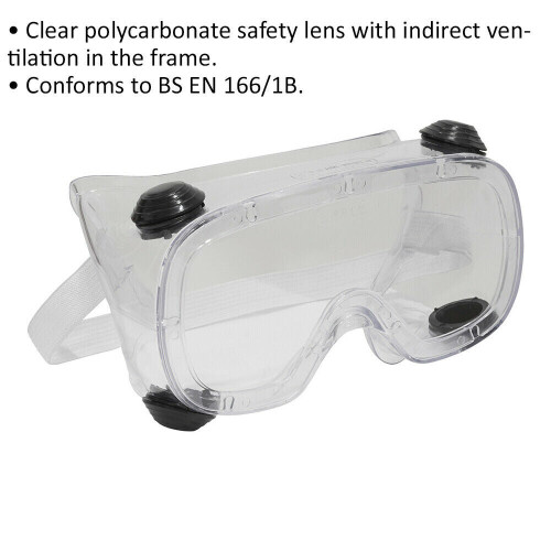 Loops Clear Standard Goggles - Polycarbonate Safety Lens - Indirect Ventilation 1
