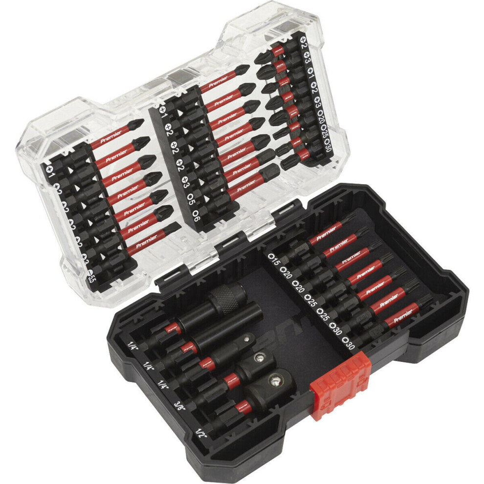 34 Piece Impact Grade Power Tool Bit Set - S2 Steel Bits - Plastic Storage Case 5056524252994