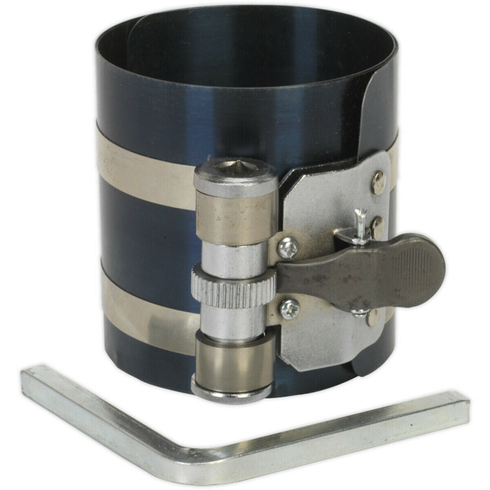 Loops 75Mm Piston Ring Compressor - 60 To 125Mm Capacity - Ratchet Action - Steel Key