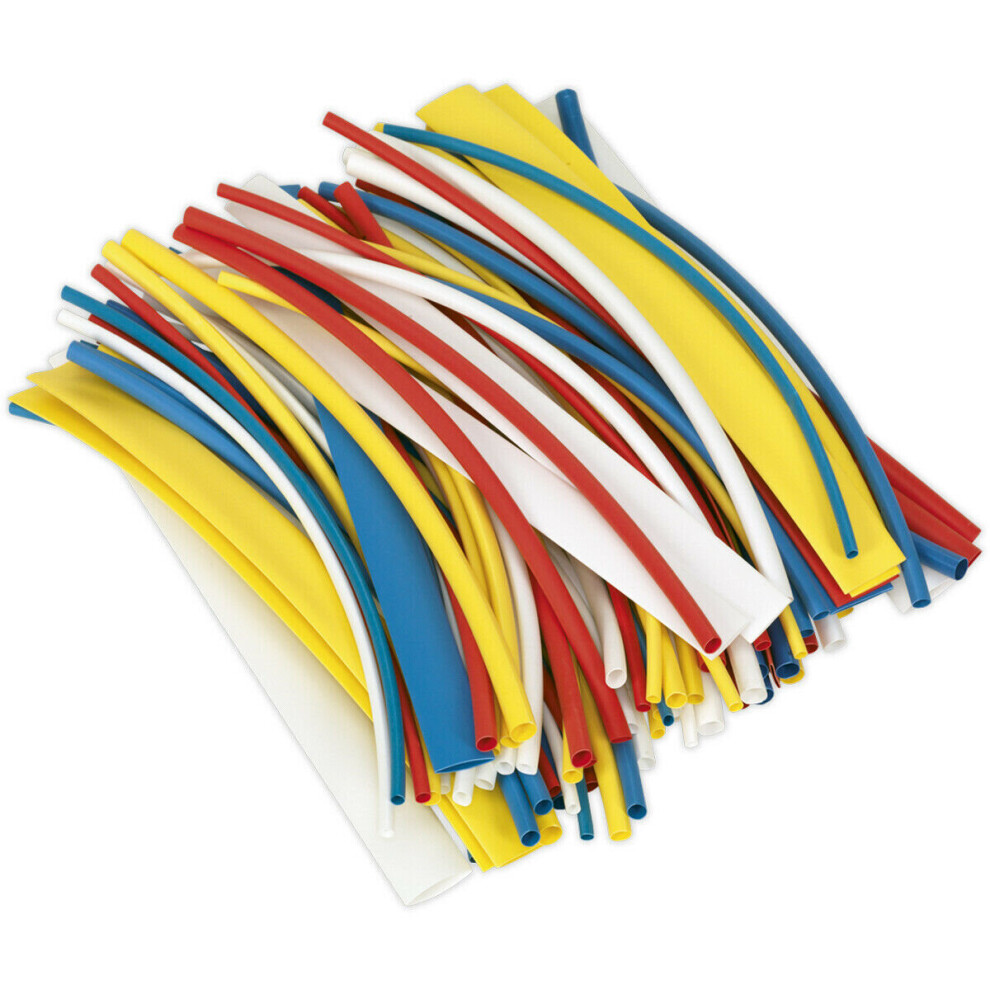 100 Piece Mixed Colour Heat Shrink Tubing Assortment - 200mm Length - Thin Wall