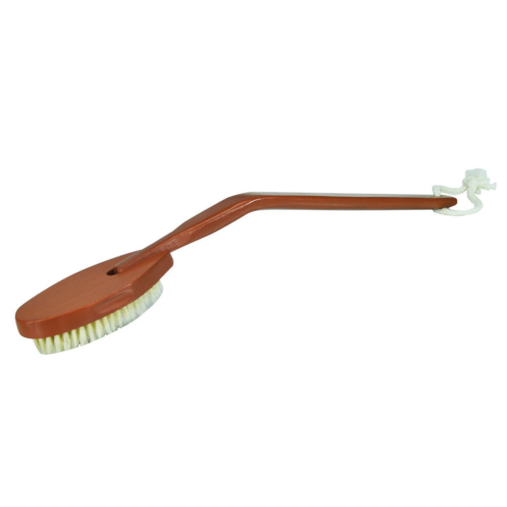 Aidapt Long Handled Wooden Bath Brush - Ergonomically Angled Extra Long Handle